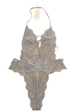 In Bloom by Jonquil NWT Lace Halter Teddy in Light Blue - Women's Intimates